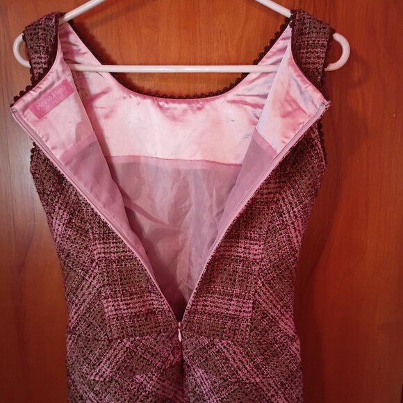 MEZZO PIANO Girls' L Pink/Brown Tweed Plaid Retro Jumper "For Candy Girls" - Picture 6 of 6